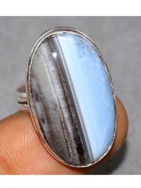 Owhyee Blue Opal Gemstone 925 Sterling Silver Handmade Ring